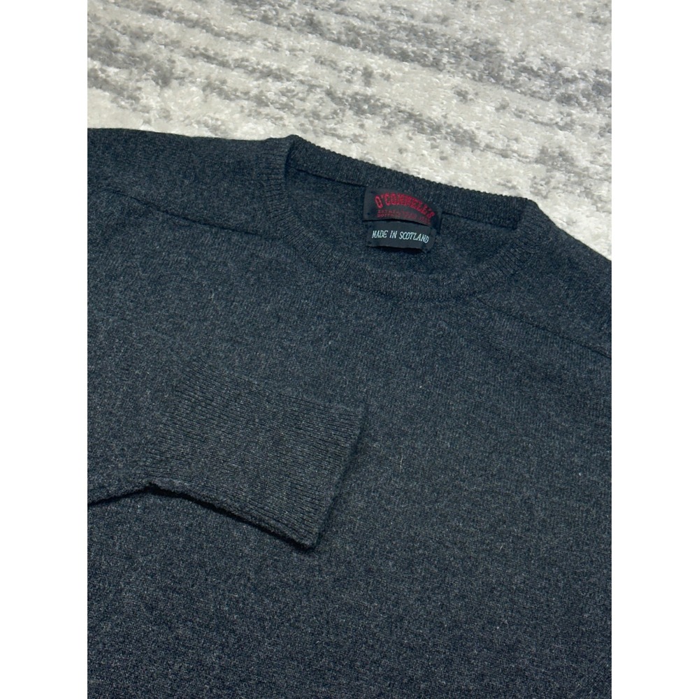 O'Connell's Sweater Mens XL Charcoal Grey Lambswool‎ Crewneck Made in Scotland
